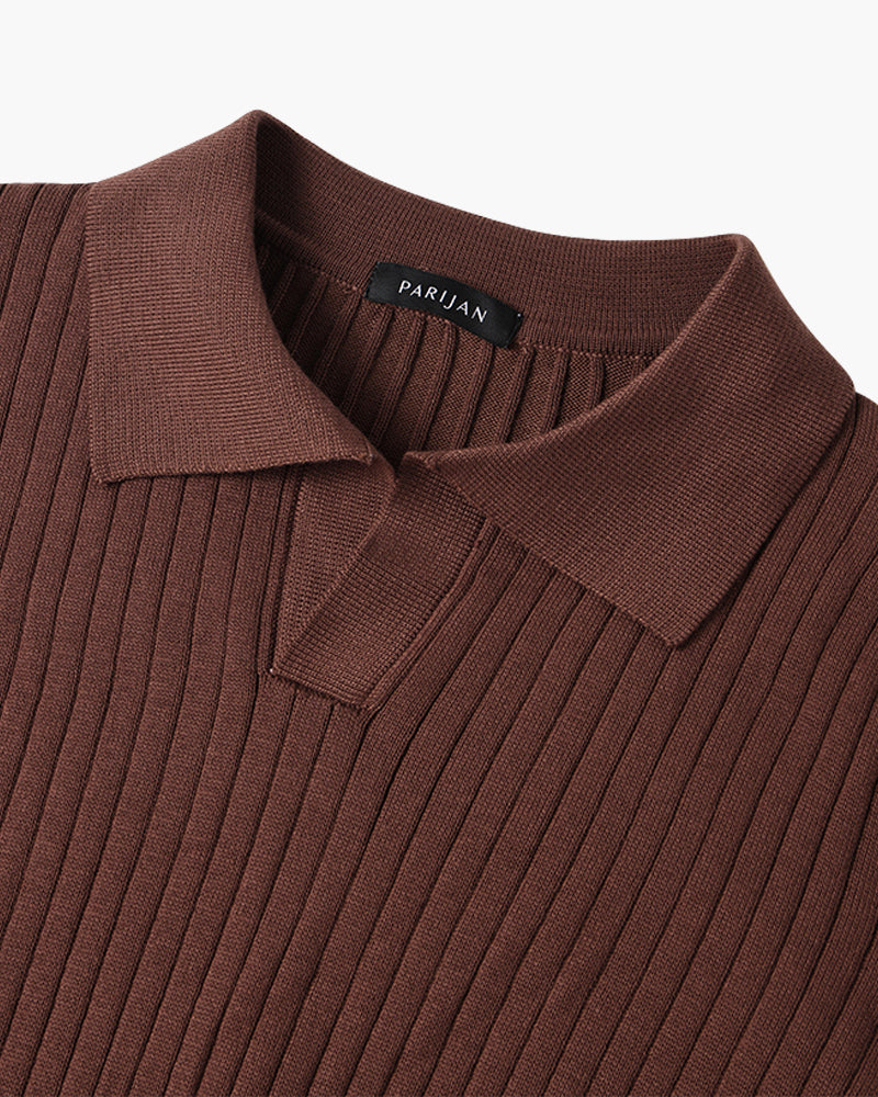 Poloshirt SUWON mit V-Ausschnitt und langen Ärmeln - Adelmar