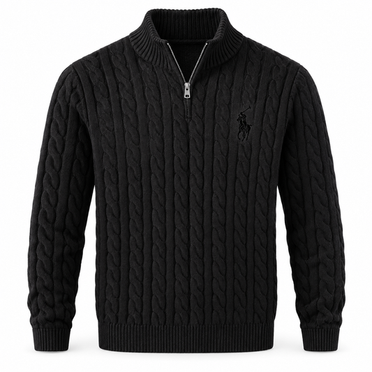 Gerippter Pullover mit kurzem Reißverschluss - Adelmar